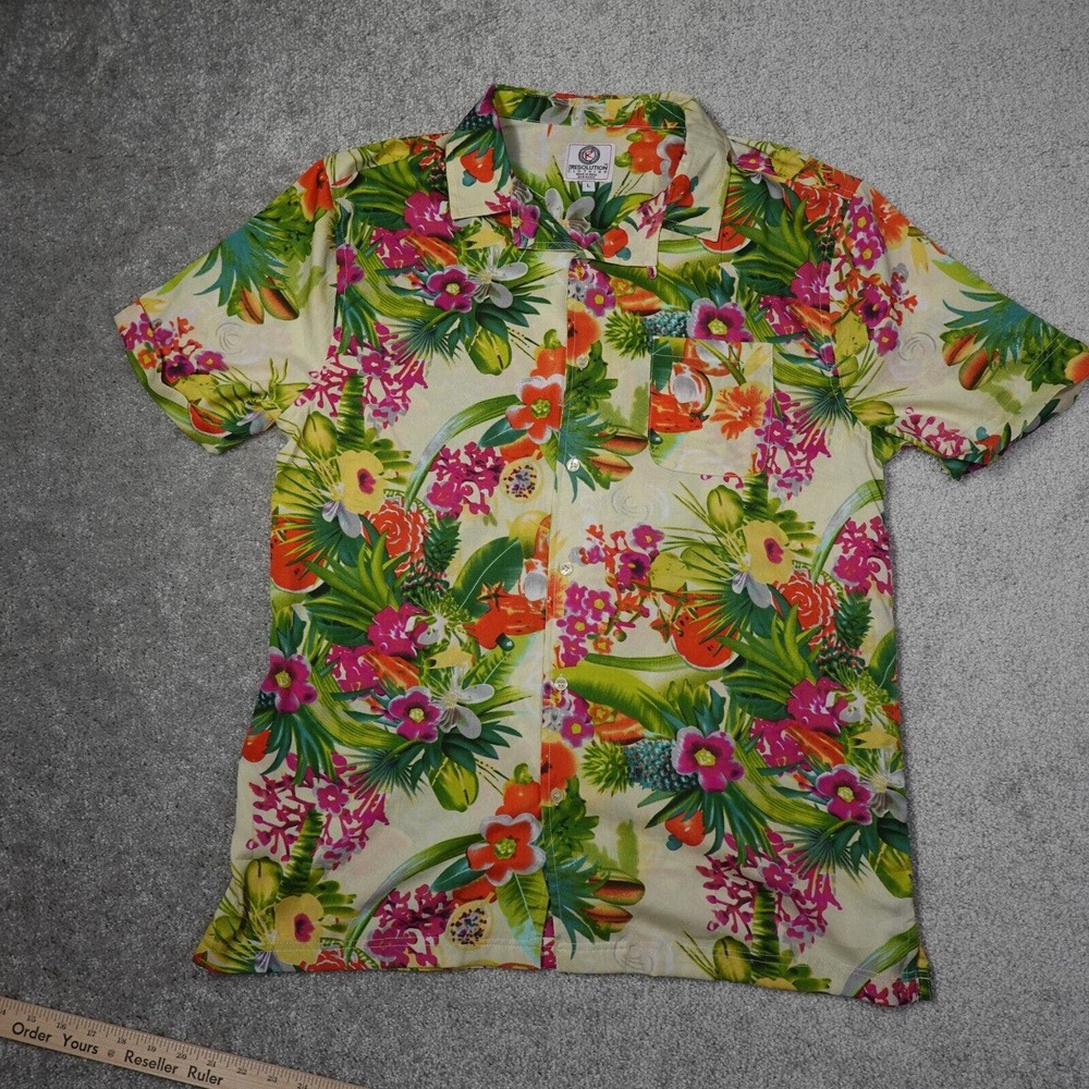 One Resolution Clothing Shirt Mens Large Floral Short Sleeve Hawaiian Button